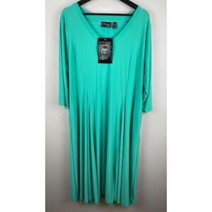 Attitudes by Renee Midi Dress Womens Size 1XP Petite Sea Green 3/4 Sleeve NWT